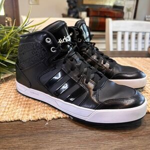 Adidas Women's‎ High Top Basketball Black Neo Raleigh Stripes 9.5 Leather Shoes